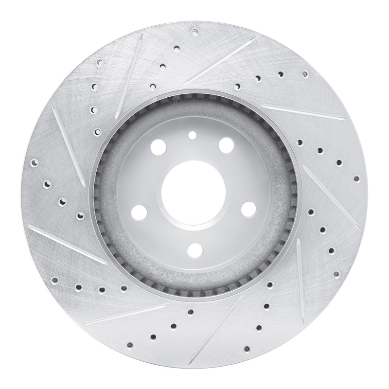 Buick Regal Brake Rotor (1) - Front Right - R1 Concepts - Drilled & Slotted - Silver - `13-`19
